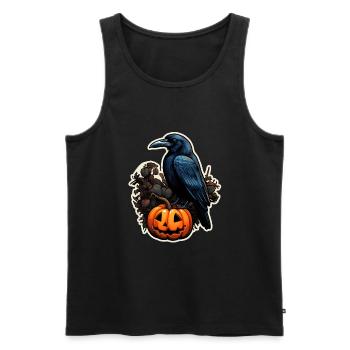 Krähe Rabe Halloween - Männer Premium Bio Tank Top - Schwarz - Vorne - Michal (187cm)