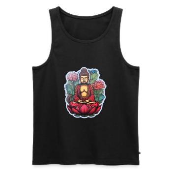 Buddha Zen Lotusblüte Meditation - Männer Premium Bio Tank Top - Schwarz - Vorne - AI Model Male 178 light (178cm)