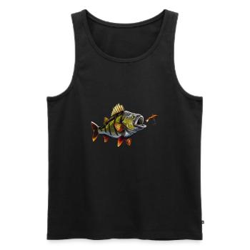 Perch Design For Anglers - Predator Fishing - Men's Premium Organic Tank Top - black - Front - Michal (187cm)