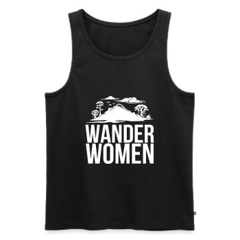 Wander Women - Männer Premium Bio Tank Top - Schwarz - Vorne - AI Model Male 178 light (178cm)