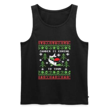 Weihnachten Ugly Angeln Zander is Coming - Männer Premium Bio Tank Top - Schwarz - Vorne - AI Model Male 178 light (178cm)