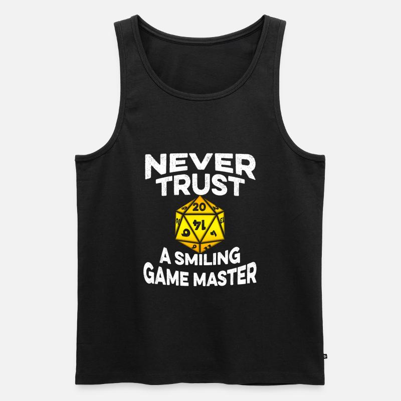 Never Trust a smiling Game Master - Débardeur bio Premium Homme - noir