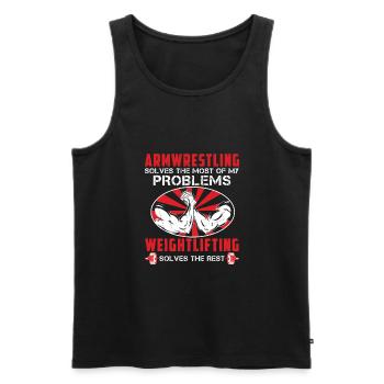 Arm Wrestling Gewichtheben Langhantel USA Flagge - Männer Premium Bio Tank Top - Schwarz - Vorne - Michal (187cm)