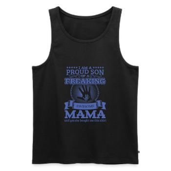 Familie Mama Sohn Tshirt - Männer Premium Bio Tank Top - Schwarz - Vorne - Michal (187cm)