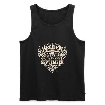 Echte Helden werden im September geboren - Männer Premium Bio Tank Top - Schwarz - Vorne - Michal (187cm)