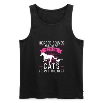 Horses Solves Most Of My Problems Cats Solves The - Men's Premium Organic Tank Top - black - Front - AI Model Male 178 light (178cm)