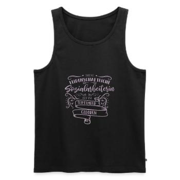 leidenschaftliche Sozialarbeiterin im September - Männer Premium Bio Tank Top - Schwarz - Vorne - Michal (187cm)