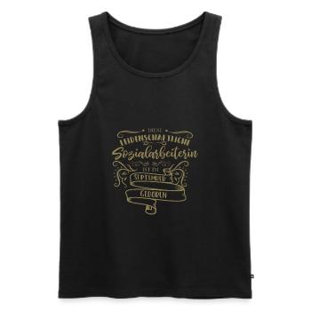 leidenschaftliche Sozialarbeiterin im September - Männer Premium Bio Tank Top - Schwarz - Vorne - Michal (187cm)