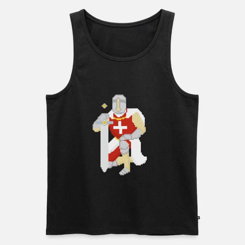 Retro Pixel Ritter - Männer Premium Bio Tank Top - Schwarz