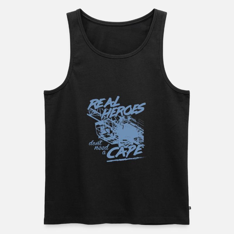 Kranführer Sprüche Kran echte Helden - Männer Premium Bio Tank Top - Schwarz