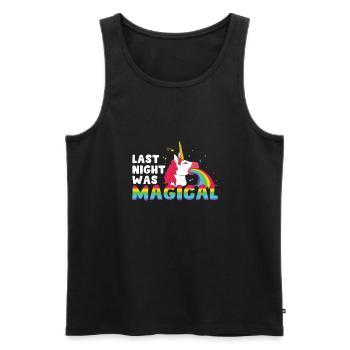 Last Night Funny Hangover Unicorn Vomiting For An - Men's Premium Organic Tank Top - black - Front - AI Model Male 178 light (178cm)