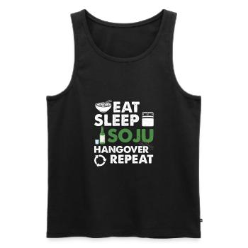 Eat Sleep Soju Hangover Repeat Funny Korean - Men's Premium Organic Tank Top - black - Front - AI Model Male 178 light (178cm)