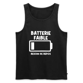 Batterie faible - Débardeur bio Premium Homme - noir - Devant - AI Model Male 178 light (178cm)