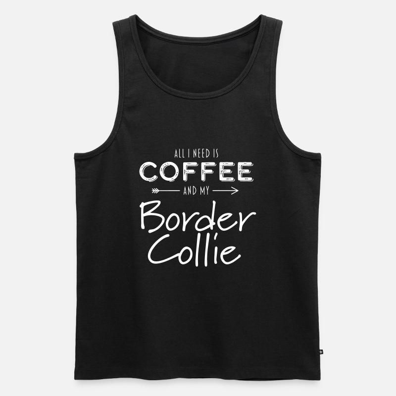 Border Collie und Kaffee - Männer Premium Bio Tank Top - Schwarz