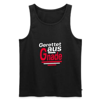 Gerettet aus Gnade - Männer Premium Bio Tank Top - Schwarz - Vorne - Michal (187cm)
