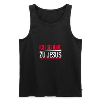 Christlicher Spruch / Ich gehöre zu Jesus - Männer Premium Bio Tank Top - Schwarz - Vorne - Michal (187cm)