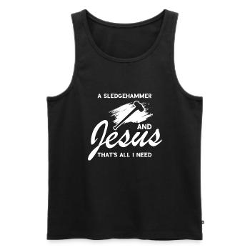 House demolition and house renovation - Men's Premium Organic Tank Top - black - Front - AI Model Male 178 light (178cm)