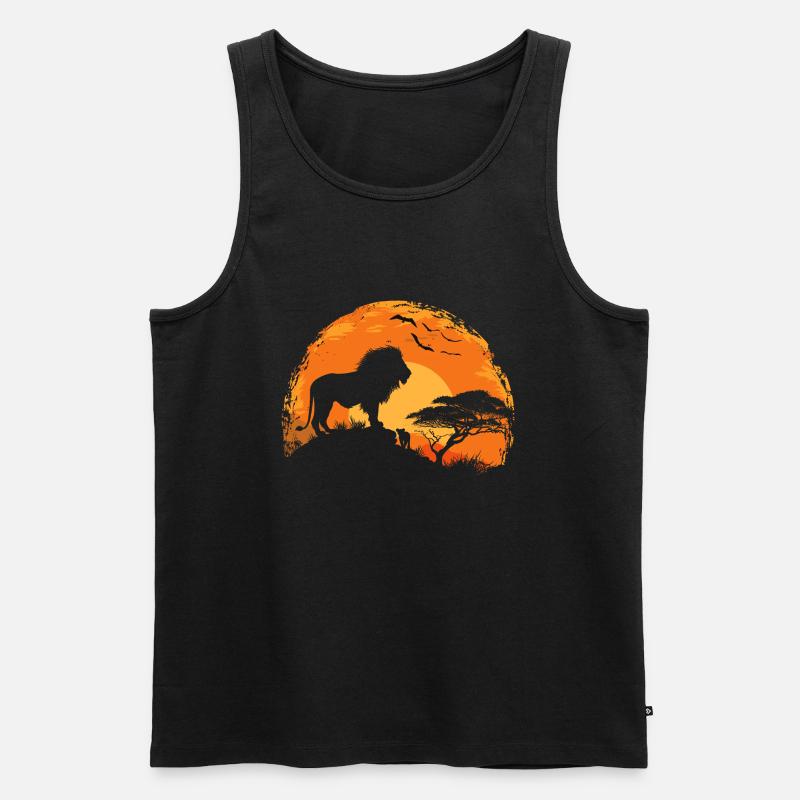 Löwe Wildkatze - Männer Premium Bio Tank Top - Schwarz
