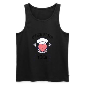 Lustiger Koch Spruch Yoga und Kochen für Köche - Männer Premium Bio Tank Top - Schwarz - Vorne - AI Model Male 178 light (178cm)