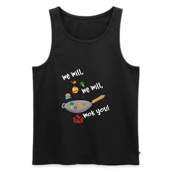 Wir werden Essen Pun - Männer Premium Bio Tank Top - Schwarz - Vorne - AI Model Male 178 light (178cm)