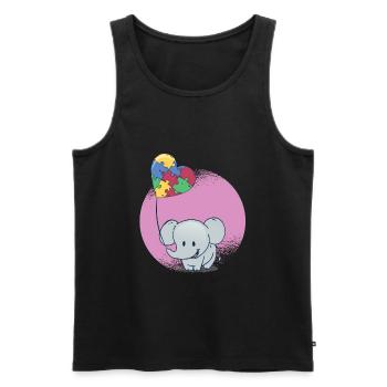 Baby Elefant Ballon Puzzle - Männer Premium Bio Tank Top - Schwarz - Vorne - Michal (187cm)