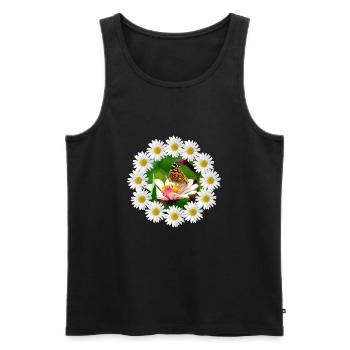 Marguerite flower with butterfly floral pattern - Men's Premium Organic Tank Top - black - Front - Michal (187cm)