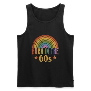 Born in the 60s - Men's Premium Organic Tank Top - black - Front - AI Model Male 178 light (178cm)