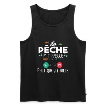 Pêche Pêcheur Poisson Cadeau T-shirt Humour Papa - Débardeur bio Premium Homme - noir - Devant - Michal (187cm)