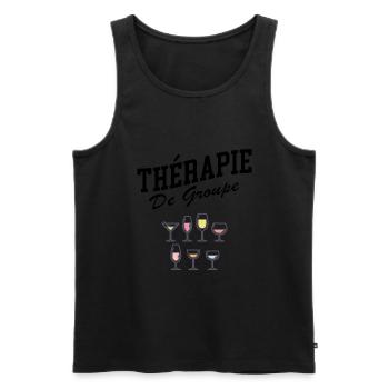 Humour apéro vin thérapie de groupe - Débardeur bio Premium Homme - noir - Devant - Michal (187cm)
