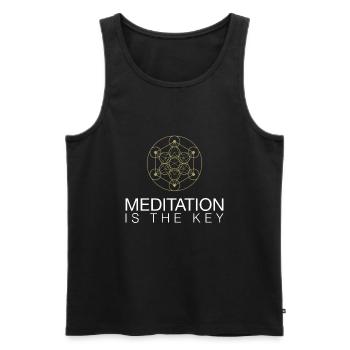 Méditation - Débardeur bio Premium Homme - noir - Devant - AI Model Male 178 light (178cm)