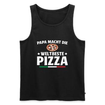 Pizzabäcker Papa macht die weltbeste Pizza - Männer Premium Bio Tank Top - Schwarz - Vorne - Michal (187cm)