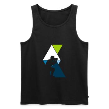 taking photos - Men's Premium Organic Tank Top - black - Front - AI Model Male 178 light (178cm)