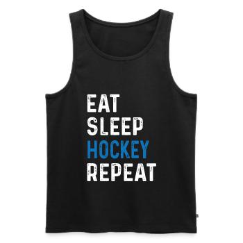 Eat Sleep Hockey Repeat Shirt Teamsport - Männer Premium Bio Tank Top - Schwarz - Vorne - AI Model Male 178 light (178cm)