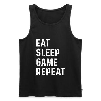 Eat Sleep Game Repeat Shirt - Männer Premium Bio Tank Top - Schwarz - Vorne - Michal (187cm)