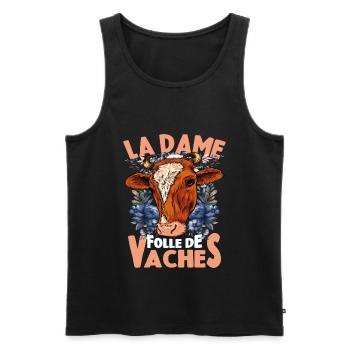La Dame Folle De Vaches - Cadeau De Vache - Débardeur bio Premium Homme - noir - Devant - AI Model Male 178 light (178cm)