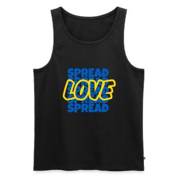 Spread Love Spruch in ukrainischen Landesfarben - Männer Premium Bio Tank Top - Schwarz - Vorne - AI Model Male 178 light (178cm)