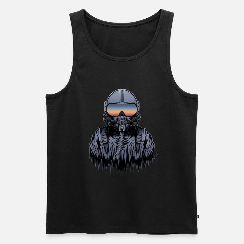 Kampfpilot - Männer Premium Bio Tank Top - Schwarz