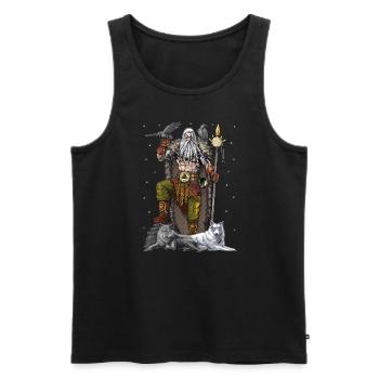 Dieu viking nordique Odin - Débardeur bio Premium Homme - noir - Devant - Michal (187cm)