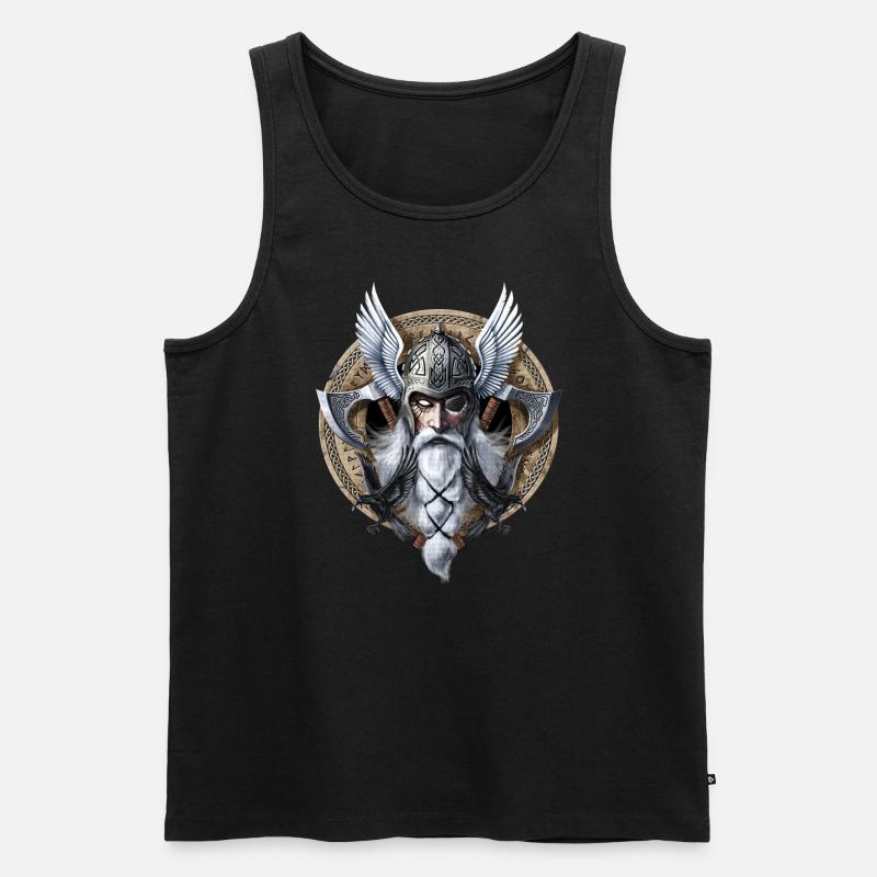 Wikingerkrieger-Gott Odin - Männer Premium Bio Tank Top - Schwarz