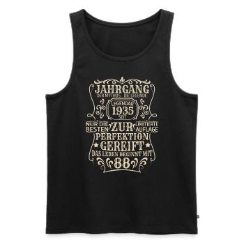 Geburtstagsgeschenk Geboren 1935 88 Jahre - Männer Premium Bio Tank Top - Schwarz - Vorne - Michal (187cm)