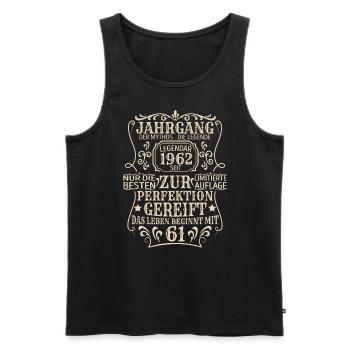 Geburtstagsgeschenk Geboren 1962 61 Jahre - Männer Premium Bio Tank Top - Schwarz - Vorne - Michal (187cm)