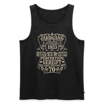 Geburtstagsgeschenk Geboren 1953 70 Jahre - Männer Premium Bio Tank Top - Schwarz - Vorne - Michal (187cm)