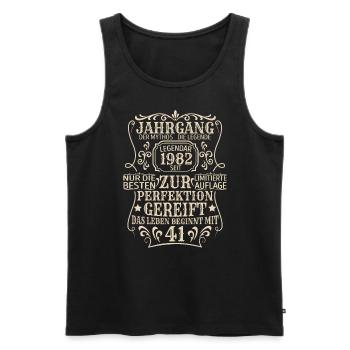 Geburtstagsgeschenk Geboren 1982 41 Jahre - Männer Premium Bio Tank Top - Schwarz - Vorne - Michal (187cm)