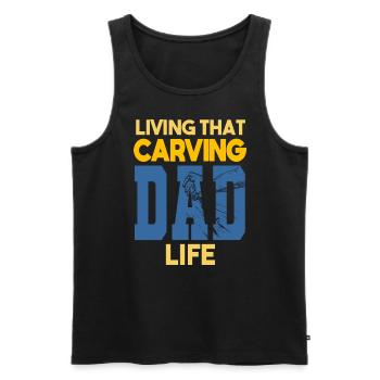 Living That Carving Dad Life Holzschnitzer - Männer Premium Bio Tank Top - Schwarz - Vorne - AI Model Male 178 light (178cm)