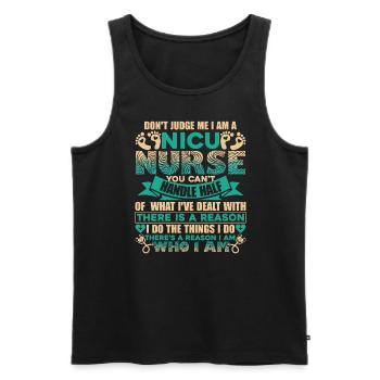 Nicu Nurse Don't Judge Nicu Nurse - Men's Premium Organic Tank Top - black - Front - Michal (187cm)