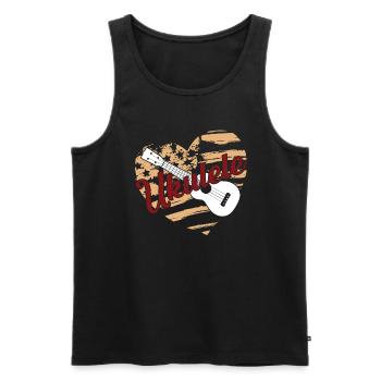 Ukulele Ukulele Flag - Men's Premium Organic Tank Top - black - Front - AI Model Male 178 light (178cm)