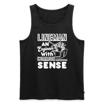 Lineman Is An Engineer With Common Sense - Men's Premium Organic Tank Top - black - Front - AI Model Male 178 light (178cm)