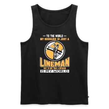 Lineman Lineman is My World - Men's Premium Organic Tank Top - black - Front - Michal (187cm)