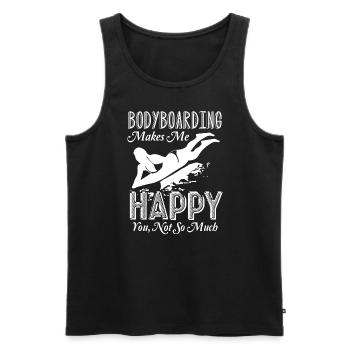 Bodyboarding Bodyboarding Makes Me Happy - Men's Premium Organic Tank Top - black - Front - AI Model Male 178 light (178cm)