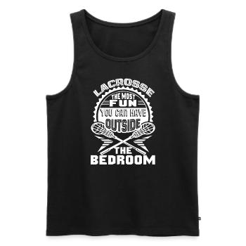 Lacrosse Love Lacrosse - Men's Premium Organic Tank Top - black - Front - AI Model Male 178 light (178cm)
